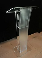 Chaire d'église en acrylique poli avec éclairage LED intégré : pupitre religieux transparent