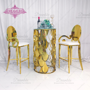 Silla de Bar de oro de boda de lujo moderna para taburete y mesas de bar de altura de mostrador de eventos - Product Image 3