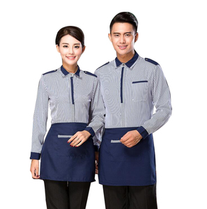 <span class=keywords><strong>Camicia</strong></span> Uniforme per Hotel e Ristoranti in Misto Poliestere e Cotone, Personalizzabile con Logo e Marchio, <span class=keywords><strong>a</strong></span> <span class=keywords><strong>Righe</strong></span> Rosse e Blu, Manica Lunga, per Uomo e Donna - Product Image 4