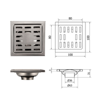 JOYHOO Drain de sol au Design moderne Anti-odeur Drain de salle de bains Drain de sol carré en acier inoxydable