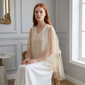 YouLaPan VG75-CP – Châle court tendance avec maille transparente scintillante effet ciel étoilé, cache-robe bustier pour <span class=keywords><strong>femme</strong></span> - Product Image 5