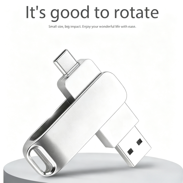 New Custom Logo USB 3.0 Flash Drive, Low Price 16GB to 128GB Capacity Metal Swivel Interface USB C Flash Drive Memory Stick