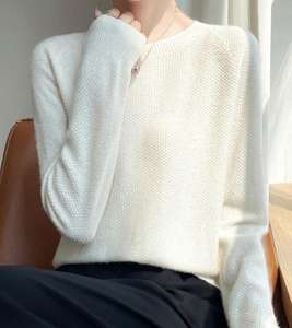 JAC22 WT095, suéter <span class=keywords><strong>de</strong></span> punto <span class=keywords><strong>de</strong></span> color sólido con patrón <span class=keywords><strong>de</strong></span> <span class=keywords><strong>piña</strong></span> y cuello redondo para mujer, suéter básico - Product Image 4