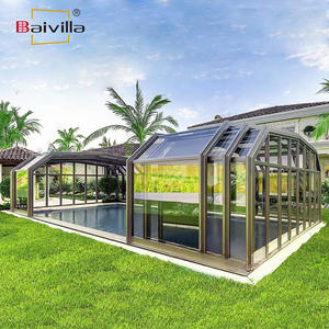 Gazebo extérieur de luxe serre de jardin véranda dôme en verre maison rétractable <span class=keywords><strong>solarium</strong></span> toit Portable préfabriqué <span class=keywords><strong>solarium</strong></span> en verre - Product Image 3
