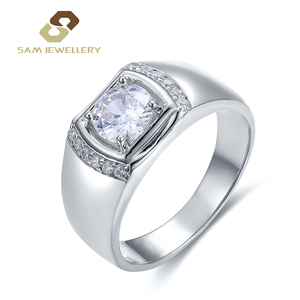 Anillo de Compromiso Masculino de Alta Calidad con Piedras Preciosas Rusas, Plata de Ley 925, Diamante Sintético Cultivado en Laboratorio, Elegante - Product Image 2