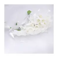 IFG लक्जरी रियल टच पु सफेद calla लिली कृत्रिम फूल शादी का गुलदस्ता