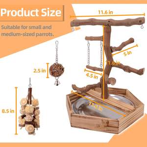 LIMIO Natural Grape Wood Cute <strong>Bird</strong> Parakeet Playground &amp; Perch Stand for Parakeets Cockatiels &amp; Small <strong>Birds</strong> - Product Image 3