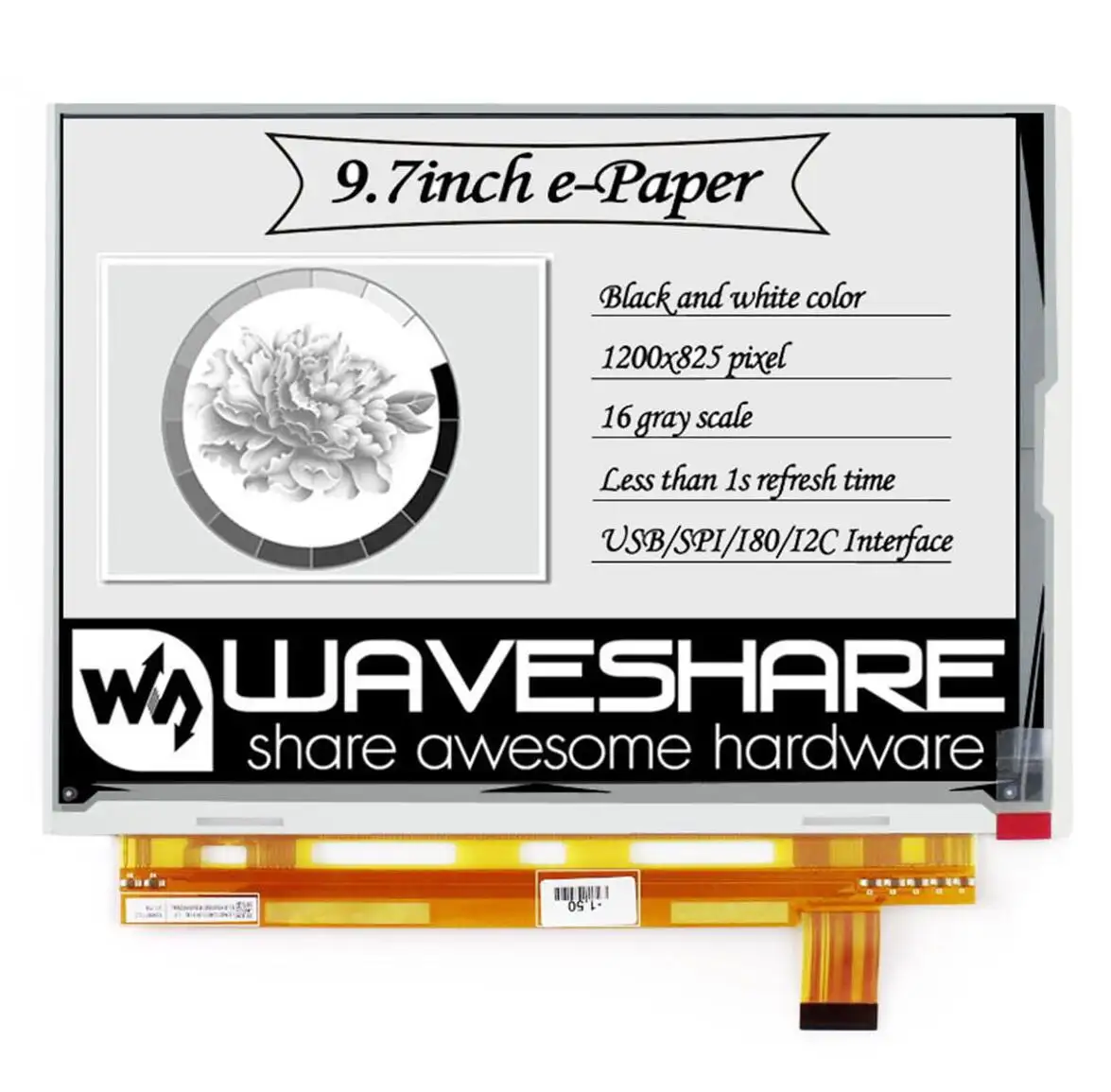 Waveshare 9.7 inç e-kağıt ham ekran 1200*825 çözünürlük PCB olmadan için paralel Port ahududu Pi