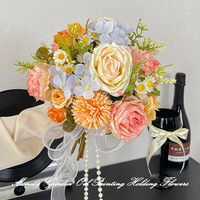 Monet Garden Brautstrauß Handstrauß aus Seiden-Kunstblumen für Hochzeit, Verlobung, Bankett, Standesamt und Fotoshootings