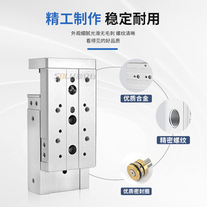 Guide linéaire pneumatique de précision HLS, glissière en acier, cylindre pour mouvement linéaire CNC, dimensions du rail du moteur - Product Image 2