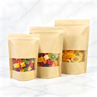 Sachets Doypack en papier kraft avec fenêtre |   Sacs refermables à fermeture éclair pour aliments secs, thé, épices, nourriture pour animaux, chewing-gum et gelée