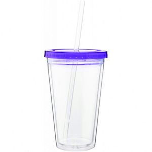 16oz <b>Double</b> <b>Wall</b> Acrylic Tumbler with Straw - Product Image 4