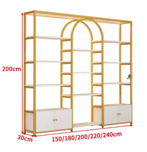 Armoire de présentation de salon de beauté moderne et luxueuse en bois avec miroir lumineux mural, étagère de rangement pour cosmétiques et produits de manucure - Product Image 6