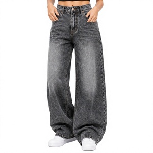 Jeans en denim pour femmes en gros, avec logo personnalisé, taille haute, décontractés, coupe slim, skinny, droite, large, en coton extensible, tendance - Product Image 1