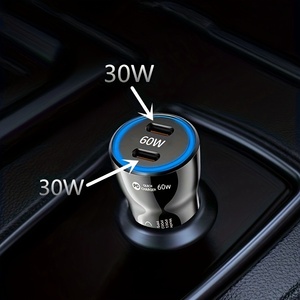 Adaptateur chargeur voiture 60W 30W PD Type C 2 ports double USB C prise Console montage allume-cigare encastré chargeur voiture USB - Product Image 3
