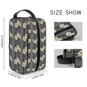 Cute Flowers Customs logo Design Fashion Double Zipper <b>Toiletry</b> Wash Travel <b>Bag</b> Large Capacity Portable <b>Bag</b> - Product Image 4