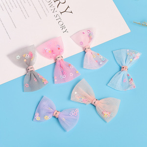 Mesh <b>Bow</b> Hair Accessories For Kids With Star Pattern Birthday Party Decorations DIY Jewelry Craft Supplies - Product Image 2