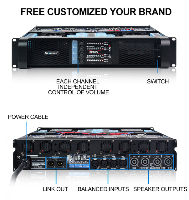 FP20000Q 4-channel Class Td Power Amplifier 4Ω 4000W Professional Stage 18 Inch Speaker DJ Bass