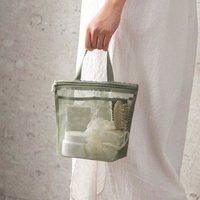 Sac de rangement en maille pour maquillage et articles de toilette, organisateur portable de voyage pour outils de douche et de soin corporel, pochette suspendue pour cosmétiques