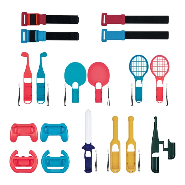 DOBE for Switch OLED Sport Game 18 in 1 Kits Sports Gaming Accessory for Nintendo Switch for Joy Con Swordplay Tennis Golf Clubs