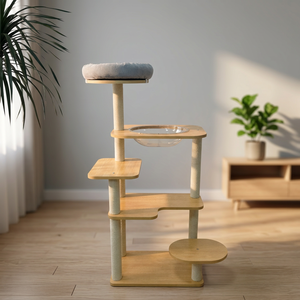 Árbol para Gatos de Mimbre, Torre para Gatos, Rascador de Madera, Mueble para Mascotas de Interior - Product Image 3
