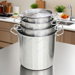 Grande marmite en acier inoxydable de forme ronde de haute qualité commerciale en gros avec couvercle en acier inoxydable Pot à induction 6L-106L - Product Image 1