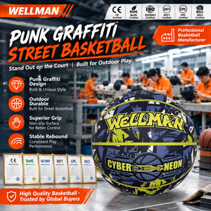 WELLMAN Ballon de basketball haut de gamme taille 7 avec revêtement en PU, flexible et respirant pour une utilisation en intérieur/extérieur - Product Image 2