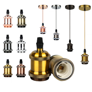 Kit de support de <span class=keywords><strong>lampe</strong></span> suspendue rétro E26/E27 avec douille à vis en aluminium, base d'ampoule en laiton et en PC, douille de <span class=keywords><strong>plafond</strong></span> et câble de 3 m - Product Image 1