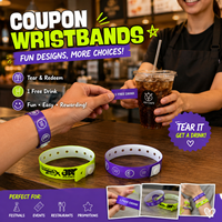 Bracelet jetable personnalisé en PVC vinyle, durable, réglable et étanche pour coupons
