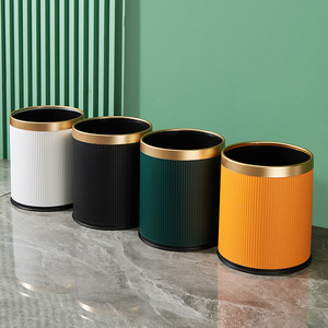 Premium Round Indoor Wastebasket Cylindrical Open Top Kitchen Trash Can <b>Large</b> Capacity Sanitation <b>Bin</b> Modern Design - Product Image 2