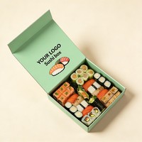 Emballage de sushi biodégradable personnalisé, impression numérique, boîte à emporter pour restaurant, boîte rigide en carton pour collations et biscuits
