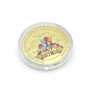Moneta Commemorativa Placcata Oro '<span class=keywords><strong>Buon</strong></span> <span class=keywords><strong>Compleanno</strong></span>' con Smalto Colorato e Rilievo, con Custodia, Regalo Souvenir per Feste, Vendita all'Ingrosso - Product Image 4