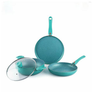 Juego de utensilios de cocina con recubrimiento de cerámica antiadherente, sartén con base de inducción, cazuelas en color <span class=keywords><strong>jade</strong></span> negro para cocina, muestra de aluminio - Product Image 1