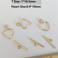 Anneau à fermoir barre en or rempli 14K, anti-ternissement, motif cœur et étoile, pour la fabrication de colliers, bracelets et accessoires de bijouterie