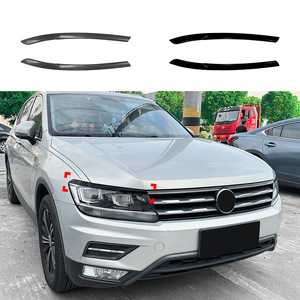 Volkswagen Tiguan MK2 Headlight Brow Stickers Piano Black Carbon Fiber Texture 2017-2020 Front Body Decals - Product Image 1