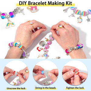 Kit de fabrication de bracelets et bijoux créatifs pour enfants, ensemble de dessin animé fait à la main avec breloque cadeau d'anniversaire surprise pour enfants - Product Image 3