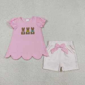 Disfraz de Conejito de Pascua Bordado en Stock, Ropa de Verano para Bebés Niñas con Encaje Rosa y Puntos - Product Image 6