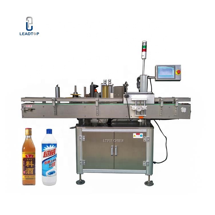 automatic vertical cooking wine toilet cleaner plastics round bottle labeling machine