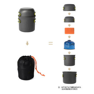 Ensemble de cuisine de camping en plein air DS 201, pot antiadhésif en alliage d'aluminium avec couvercle pour 2 à 3 personnes, équipement de cuisson portable multifonctionnel - Product Image 1