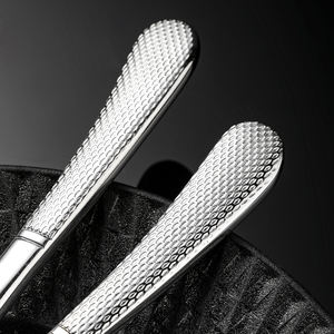 Ensemble de couverts robustes en gros, couteau à steak, cuillère, fourchette, acier inoxydable 430 de qualité supérieure, ensemble de couverts martelés pour restaurant - Product Image 4