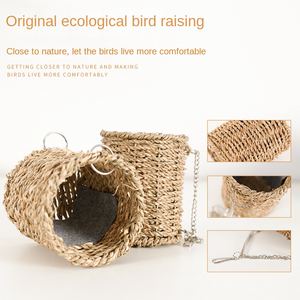 Xuan Wind Petit Lit de nid en peau de tigre Jours d'été Abri chaud pour animaux de compagnie Cage suspendue pour perroquet en bois pour oiseaux et animaux de compagnie - Product Image 6