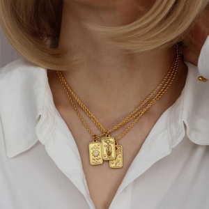 Collares de Cadena Trenzada de Acero Inoxidable Estilo Hip Hop, Joyería Antideslustre con Colgante de Estrella, Luna, Rosa y Sol, Chapado en Oro de 18K para Mujer - Product Image 4