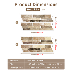 Hiện đại khảm đá cẩm thạch tàu điện ngầm gạch 3D kết cấu tường gạch PVC + PU dầu không thấm nước vết kháng Peel Stick nhà bếp phòng tắm - Product Image 2