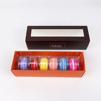 Boîte d'emballage en papier personnalisée pour 6 paquets de macarons, avec tiroir coulissant et inserts, pour pâtisseries, desserts, biscuits, emballage de vente au détail