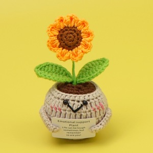 Hand Knitted Tulip Bouquet with <b>Blush</b> Pink Yarn Pot for Wedding Hotel Decor and Home Office Desk Green Plant Display - Product Image 6