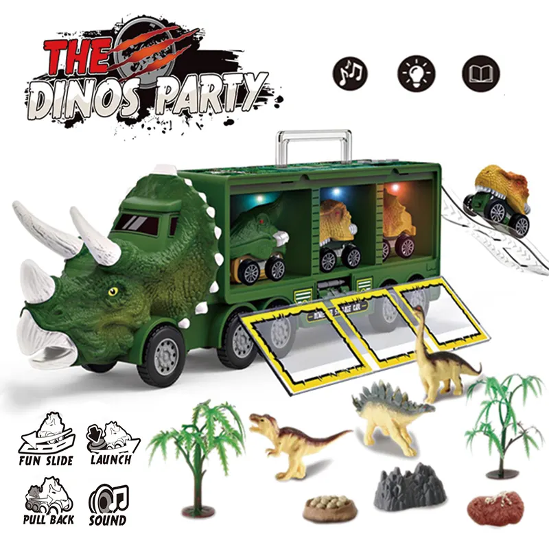 Launcher Dinosaurier Container Transport Auto Spielzeug Kunststoff LKW OEM Unisex ABS Kunststoff Auto Trägheit spielzeug Kinder Junge Modell Geschenk