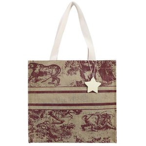 Bolsa de Compras de Lona de Algodón con Logotipo Personalizado y Colgante de Estrella Pequeña - Product Image 1
