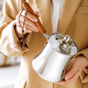 Ahşap Saplı Paslanmaz Çelik Türk Kahvesi Cezvesi, Arapça Yunan Moka Kahvesi Çay Sütü Demleme İçin - Product Image 6