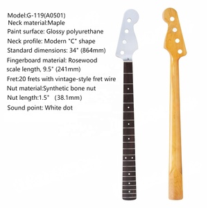 Mástil de <span class=keywords><strong>bajo</strong></span> premium de 4 cuerdas y 20 trastes - Madera de arce y diapasón de palisandro, <span class=keywords><strong>escala</strong></span> de 34 pulgadas para bajos PB/JB - Product Image 1