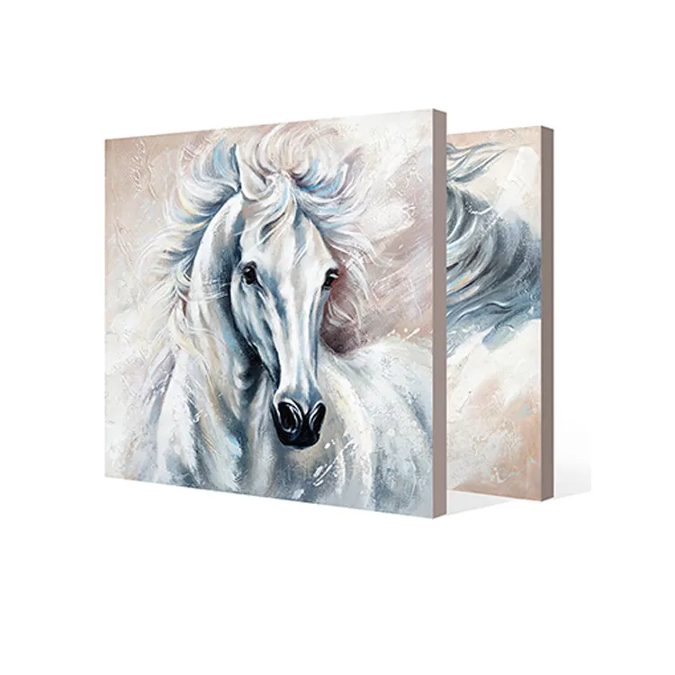 Lienzo pintado a mano con diseño artístico, pintura al óleo de animales corriendo, hermoso caballo sobre lienzo, 100%